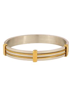 Rope Border 18K Gold Silver 316L Surgical Stainless Steel Openable Kada Bangle Bracelet Men 2