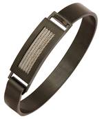Square Rope Black Silver 316L Surgical Stainless Steel Openable Kada Bangle Bracelet Men