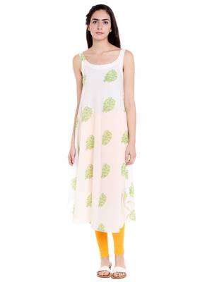 White  cotton long kurtis 2