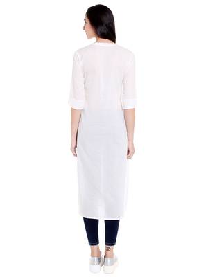 White  cotton long kurtis 2