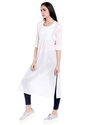 White  cotton long kurtis 1