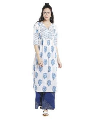 White  cotton long kurtis 1