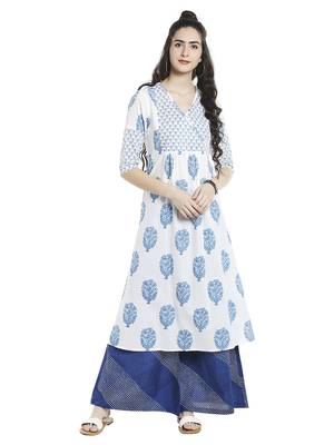 White  cotton long kurtis 2
