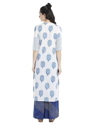 White  cotton long kurtis 3