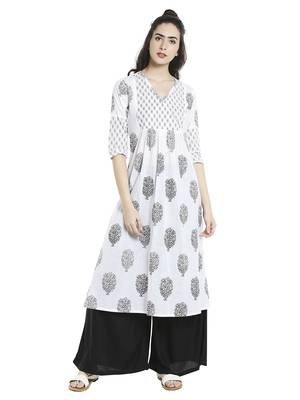 White  cotton long kurtis 1