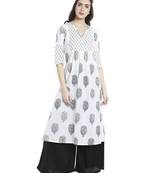 White  cotton long kurtis