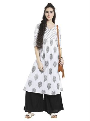 White  cotton long kurtis 2