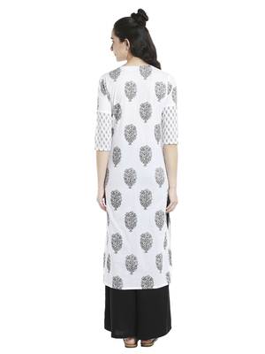 White  cotton long kurtis 3