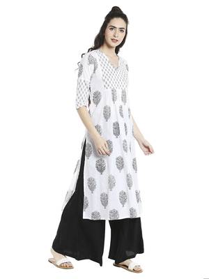 White  cotton long kurtis 4