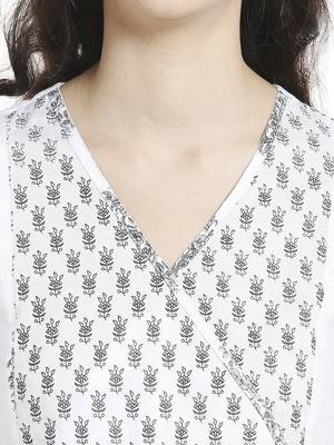 White  cotton long kurtis 5