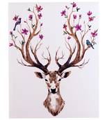Stag Horn With Floral Design Canvas Painting