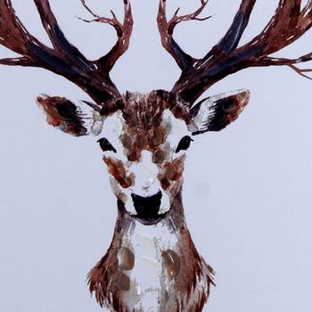 Stag Horn With Floral Design Canvas Painting 2