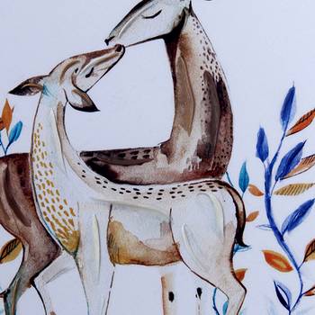 Love Pair Deer Canvas Wall Painting 2