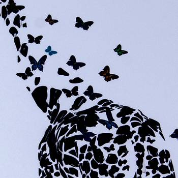 Scattered Butterfly Cum Giraffe Canvas Painting 2