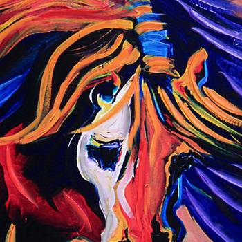 Multicolor Deep Shades Horse Canvas Painting 2