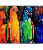 Deep Multicolor Parrots Canvas Painting