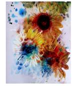 Sunflower In Colorful Splash Canvas Painting