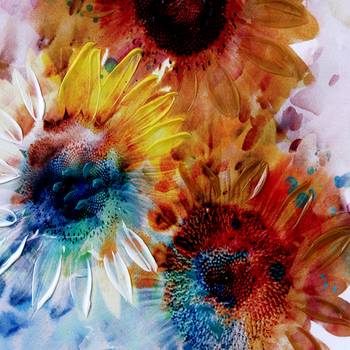 Sunflower In Colorful Splash Canvas Painting 2