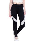 Tuna London Black Solid Polly Cotton Lycra Track Pants For Women