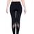Tuna London Black Solid Polly Cotton Lycra Track Pants For Women