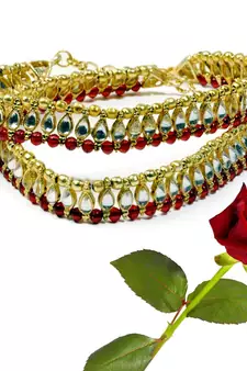 Designer Kundan Brass Payal Anklet Valentine Gift