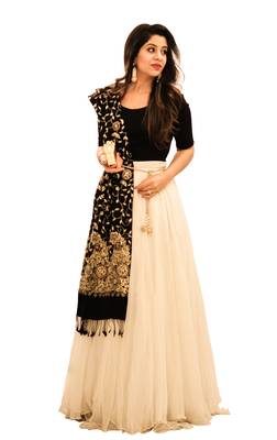  Designer White and Black Georgette Lehenga choli 1