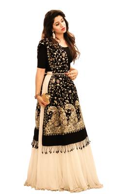  Designer White and Black Georgette Lehenga choli 2