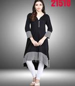 Black abstract print riyon stitched kurti