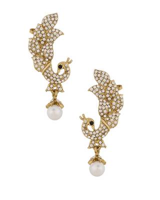 Fabulous Peacock Design Ear Cuffs In Gold Tone 2