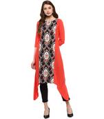 peach printed crepe  kurti