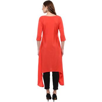 peach printed crepe  kurti 3