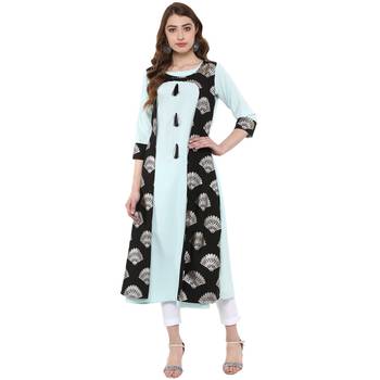 blue plain crepe  kurti 1