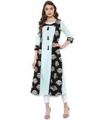 blue plain crepe  kurti