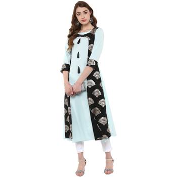blue plain crepe  kurti 2