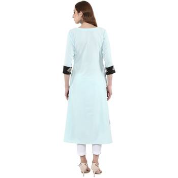 blue plain crepe  kurti 3