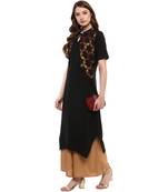 black plain crepe  kurti