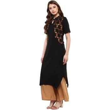 black plain crepe  kurti 3