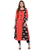 peach plain crepe  kurti