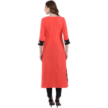 peach plain crepe  kurti 3
