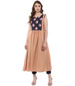 beige plain crepe  kurti