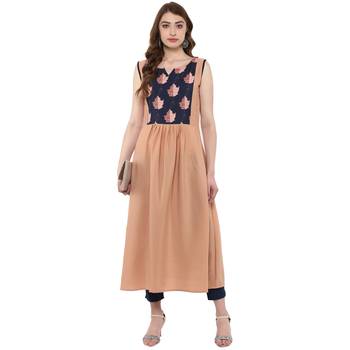 beige plain crepe  kurti 2