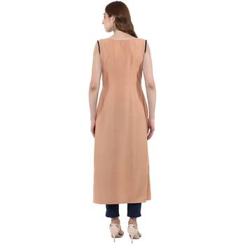 beige plain crepe  kurti 3