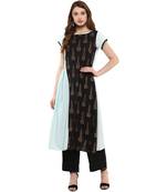 blue printed crepe  kurti