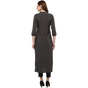 grey plain crepe  kurti 3