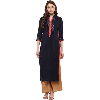 blue plain crepe  kurti 1
