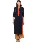 blue plain crepe  kurti