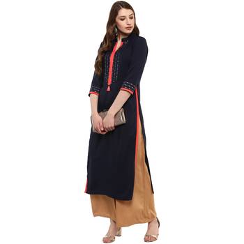 blue plain crepe  kurti 2