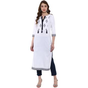 white printed crepe  kurti 1