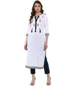 white printed crepe  kurti