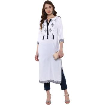 white printed crepe  kurti 2